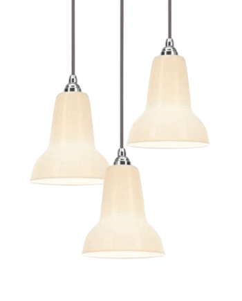 Anglepoise Original 1227 Mini Ceramic Cluster Pendel Pure White  3x Pendels   1x Ceiling Rose Kit