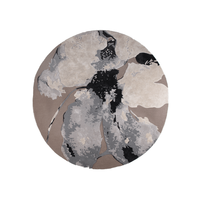 Aytm Floreo Gulvtæppe ø200 Taupe Grå Sort