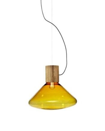 Brokis Muffins Wood 03b Pendel Brunt Glas Naturlig Eg Med Sort Ledning