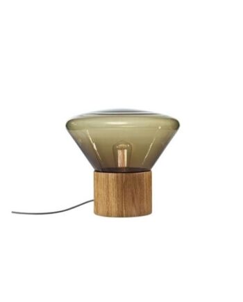 Brokis Muffins Wood 01 Bord Gulvlampe Brunt Glas Naturlig Eg Med Sort Ledning