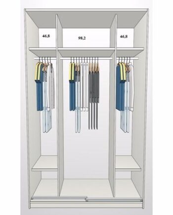 200cm Garderobeskab Med   Skydelåger