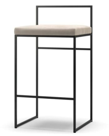 Department Barstol Med Rygstøtte 80 Cm Sort Beige Fløjl