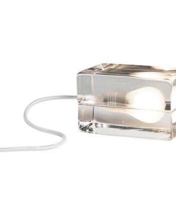 Design House Stockholm Block Lamp Bordlampe Klart Glas Hvid Ledning