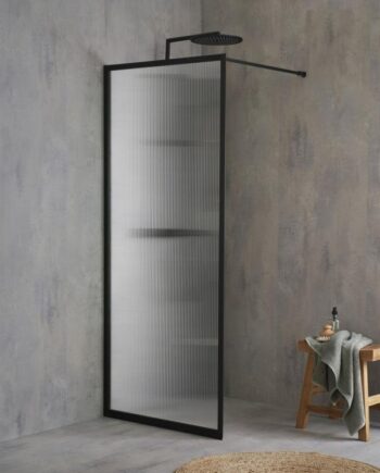 Fast Væg    Sort Ramme Og Riflet Glas 125 Cm