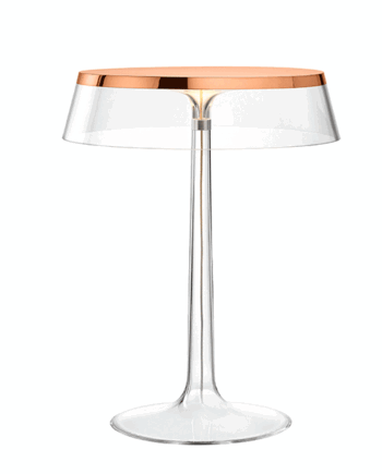 Flos Bon Jour Bordlampe Kobber Krop Og Transparent Skærm