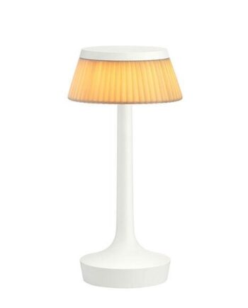 Flos Bon Jour Unplugged Bordlampe Hvid Krop Og Stof Skærm