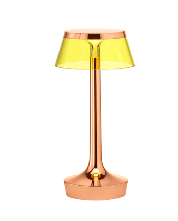 Flos Bon Jour Unplugged Bordlampe Kobber Krop Og Gul Skærm