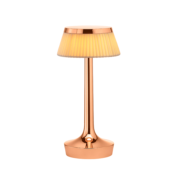 Flos Bon Jour Unplugged Bordlampe Kobber Krop Og Stof Skærm