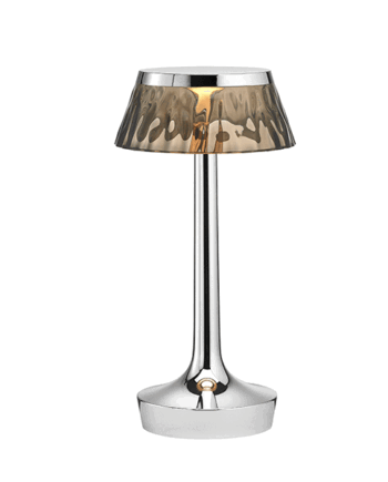 Flos Bon Jour Unplugged Bordlampe Krom Krop Og Røgfarvet Skærm