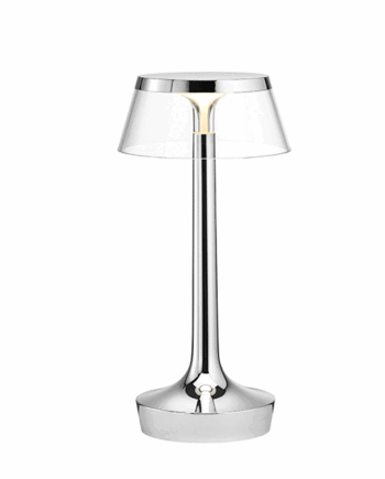 Flos Bon Jour Unplugged Bordlampe Krom Krop Og Transparent Skærm