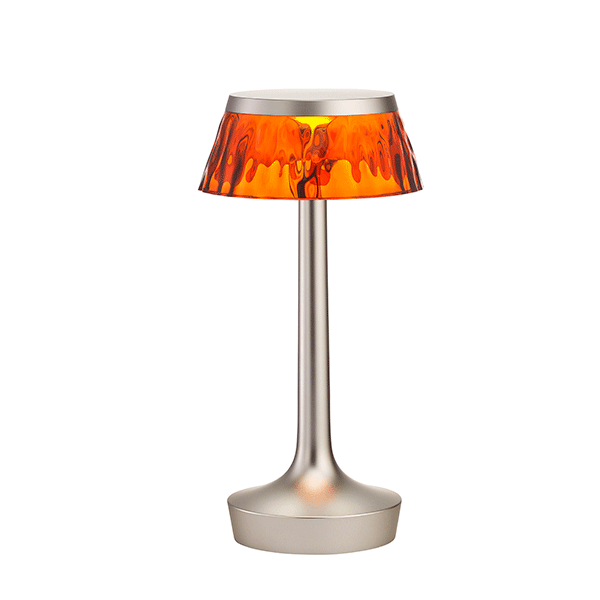 Flos Bon Jour Unplugged Bordlampe Mat Krom Krop Og Rav Skærm