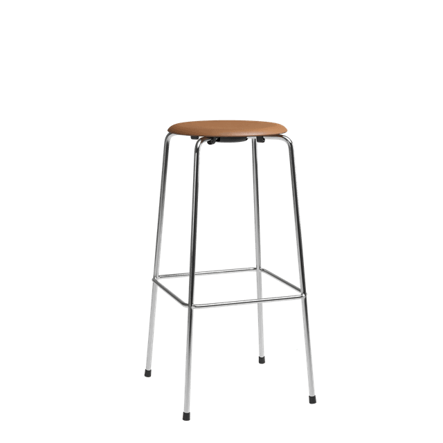 Fritz Hansen High Dot Barstol H76 -legs Krom Læder