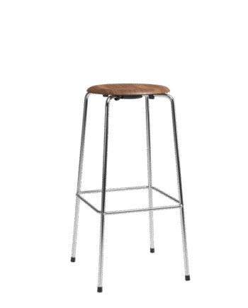 Fritz Hansen High Dot Barstol H76  -legs Krom Valnød