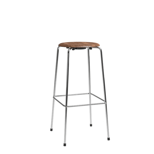 Fritz Hansen High Dot Barstol H76 -legs Krom Valnød