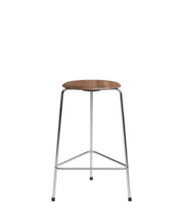 Fritz Hansen High Dot Barstol H65  -legs Krom Valnød