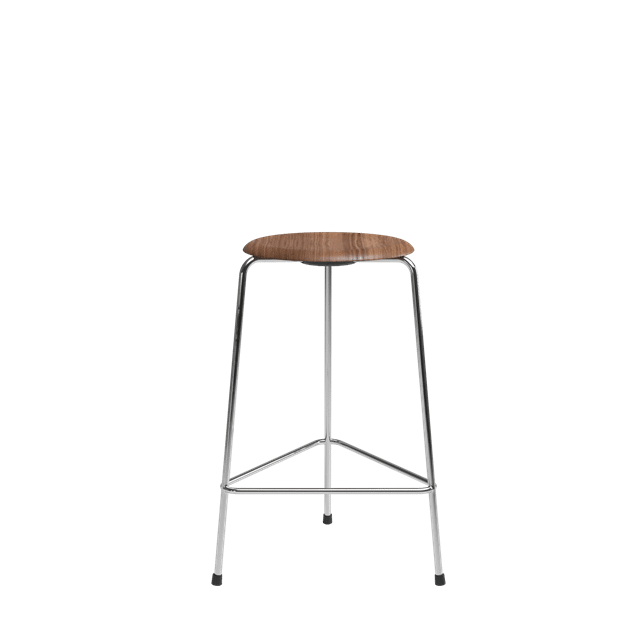 Fritz Hansen High Dot Barstol H65 -legs Krom Valnød