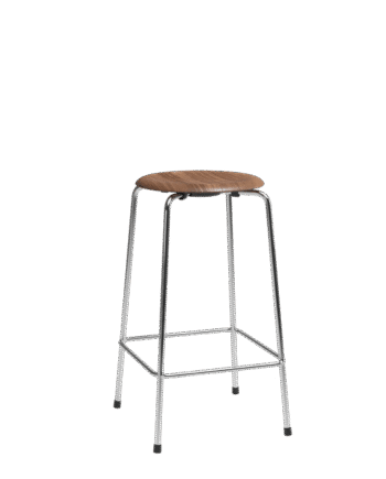 Fritz Hansen High Dot Barstol H65  -legs Krom Valnødfiner