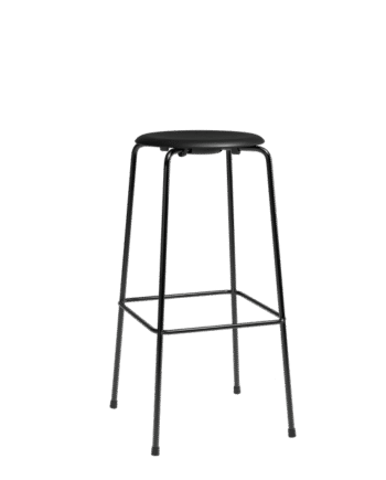 Fritz Hansen High Dot Barstol H76  -legs Sort Sort Læder