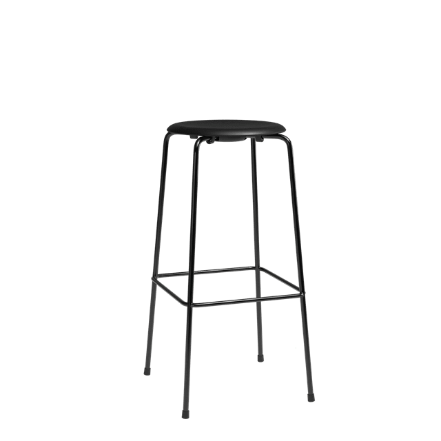 Fritz Hansen High Dot Barstol H76 -legs Sort Sort Læder