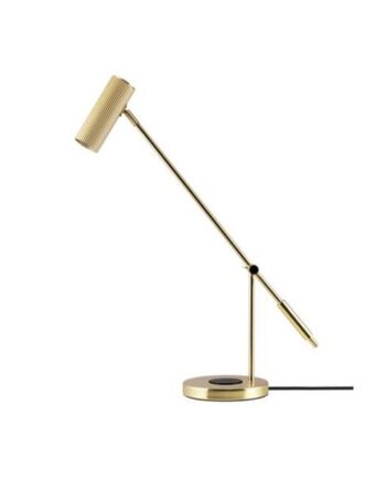 Globen Lighting Hubble Read Bordlampe Med Trådløs Opladning Børstet Messing