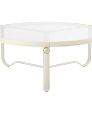 Gubi Adnet Sofabord ø100 Cream Læder Transparent Glas