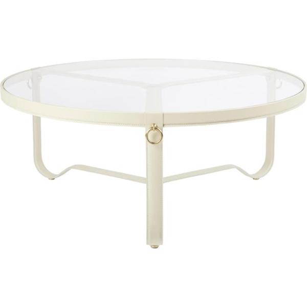 Gubi Adnet Sofabord ø100 Cream Læder Transparent Glas