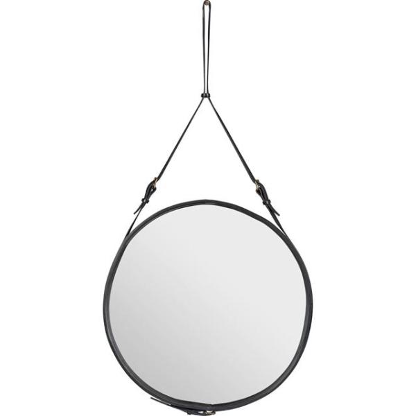 Gubi Adnet Vægspejl Cirkulær Sort Læder ø70 Cm