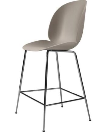 Gubi Beetle Barstol H65 Conic Base Sort Krom New Beige