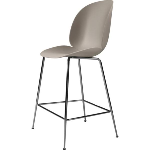 Gubi Beetle Barstol H65 Conic Base Sort Krom New Beige