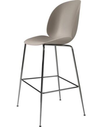 Gubi Beetle Barstol H75 Conic Base Sort Krom New Beige