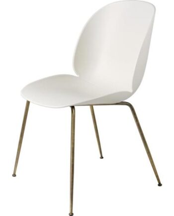 Gubi Beetle Spisebordsstol Conic Base Antik Messing Alabaster Hvid