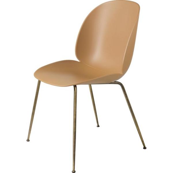 Gubi Beetle Spisebordsstol Conic Base Antik Messing Amber Brun