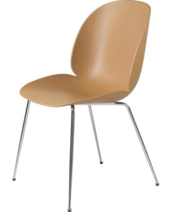 Gubi Beetle Spisebordsstol Conic Base Krom Amber Brun