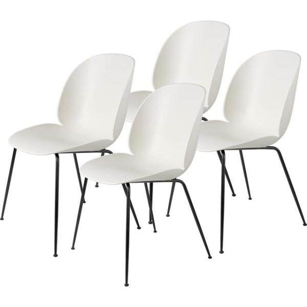 Gubi Beetle Spisebordsstol Conic Base Mat Sort Alabaster Hvid Stk