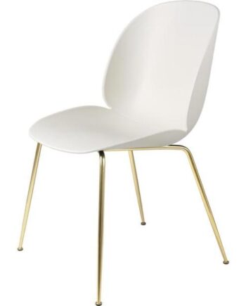 Gubi Beetle Spisebordsstol Conic Base Messing Semi Mat Alabaster Hvid