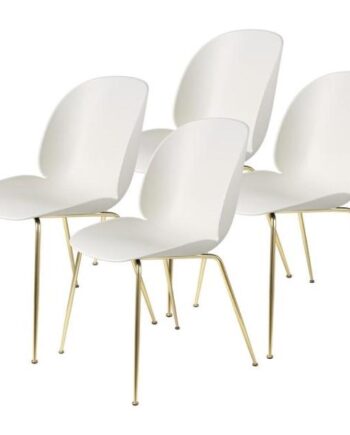 Gubi Beetle Spisebordsstol Conic Base Messing Semi Mat Alabaster Hvid   Stk