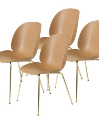 Gubi Beetle Spisebordsstol Conic Base Messing Semi Mat Amber Brun   Stk