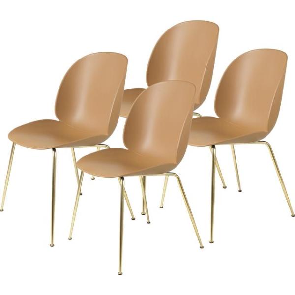 Gubi Beetle Spisebordsstol Conic Base Messing Semi Mat Amber Brun Stk