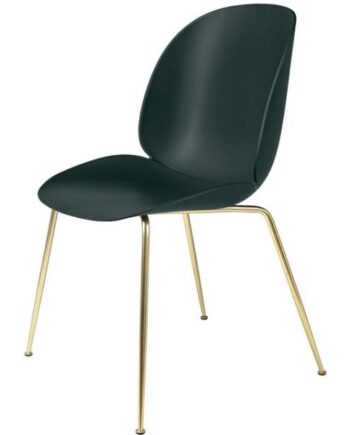 Gubi Beetle Spisebordsstol Conic Base Messing Semi Mat Mørk Grøn