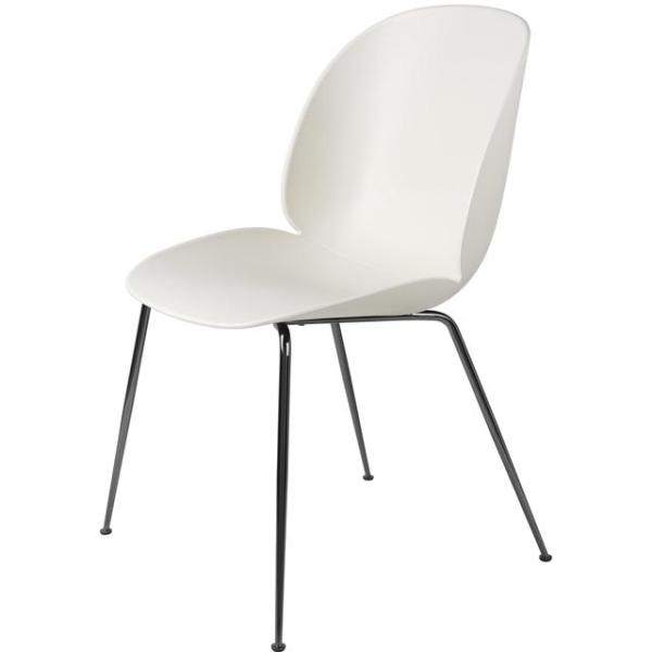 Gubi Beetle Spisebordsstol Conic Base Sort Krom Alabaster Hvid