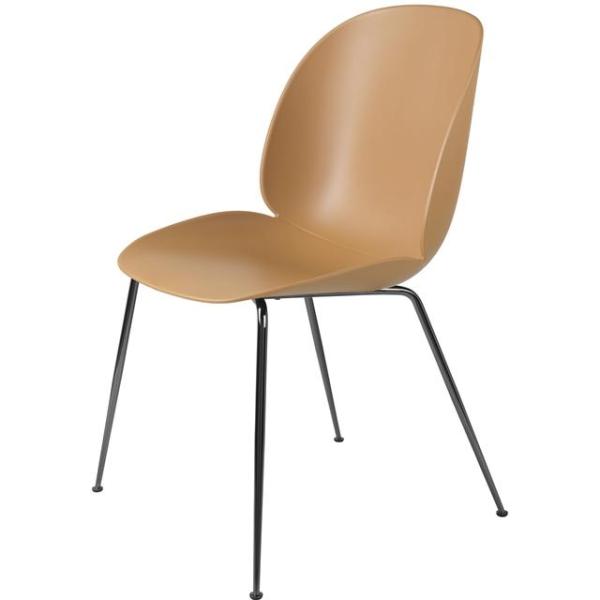 Gubi Beetle Spisebordsstol Conic Base Sort Krom Amber Brun