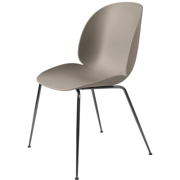 Gubi Beetle Spisebordsstol Conic Base Sort Krom New Beige
