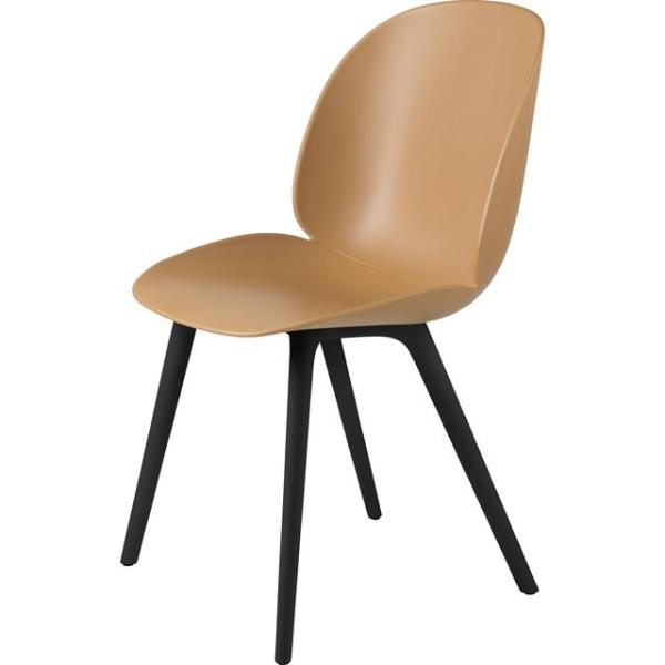 Gubi Beetle Spisebordsstol Sort Plastik Base Amber Brun