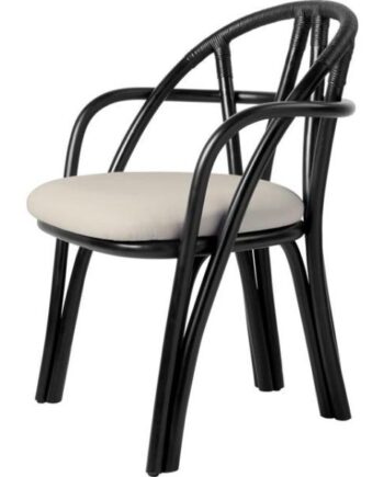 Gubi Bistra Spisebordsstol Med Armlæn Ebony Painted Rattan Fustagno Limonta 001