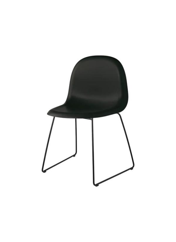 Gubi 3d Spisebordsstol Uden Polstring Med Plastik Gliders Black Semi Matt