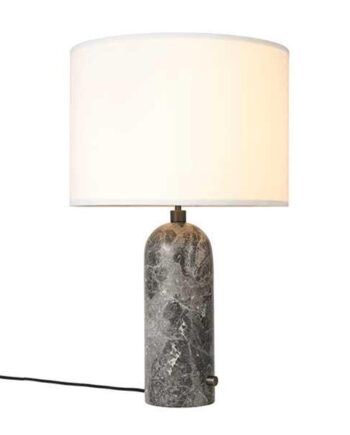 Gubi Gravity Bordlampe Grå Marmor Og Hvid Skærm Stor