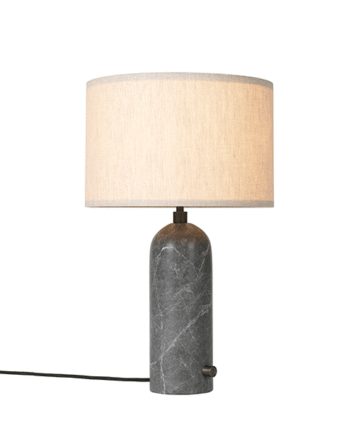 Gubi Gravity Bordlampe Grå Marmor Og Lærred Skærm Lille