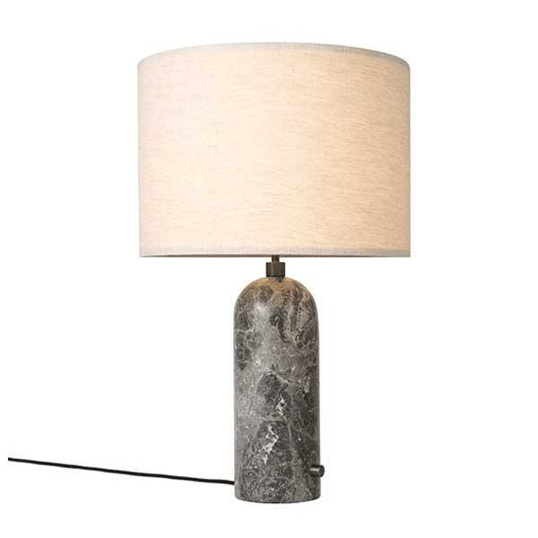 Gubi Gravity Bordlampe Grå Marmor Og Lærred Skærm Stor