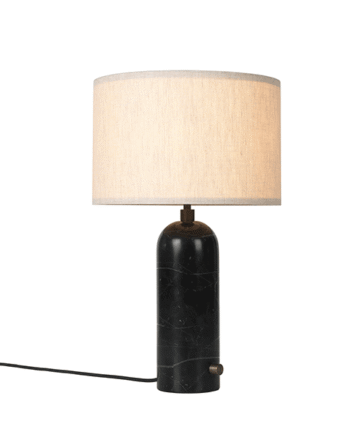 Gubi Gravity Bordlampe Sort Marmor Og Lærred Skærm Lille