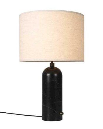 Gubi Gravity Bordlampe Sort Marmor Og Lærred Skærm Stor